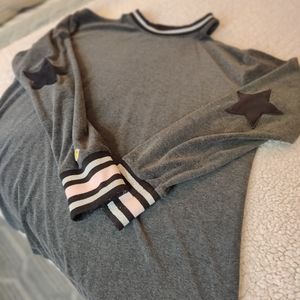 Cold shoulder XL grey velour